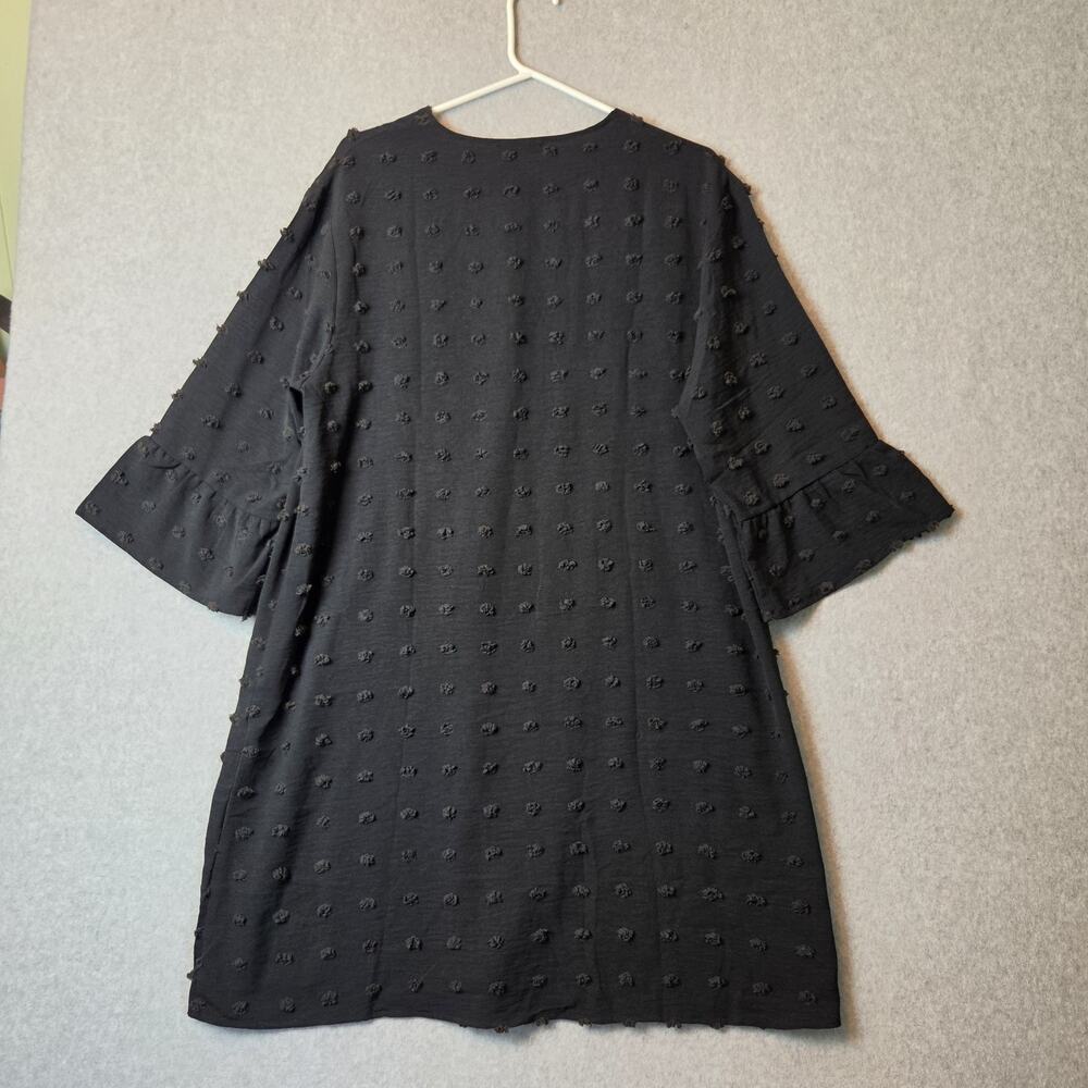 ELESOL Black Swiss Dot 3/4 Sleeve Button Up Swim Cover Up Women's Large - Picture 7 of 13